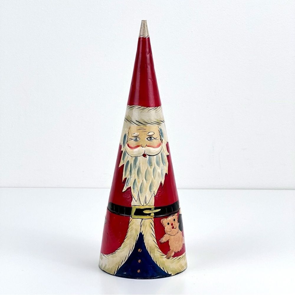 Nesting Santa Claus Christmas Wooden Doll Cone Shape Only One
